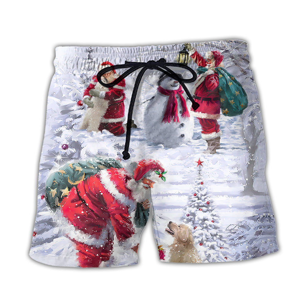 Santa Animals Snow Beach Shorts For Summer Festivals And Leisure And Relaxation