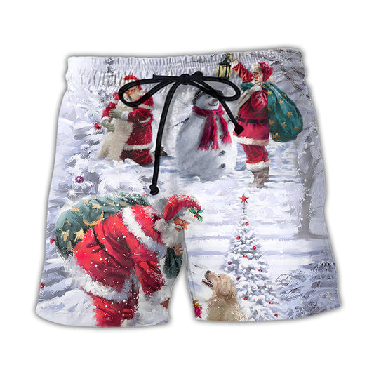 Santa Animals Snow Beach Shorts For Summer Festivals And Leisure And Relaxation