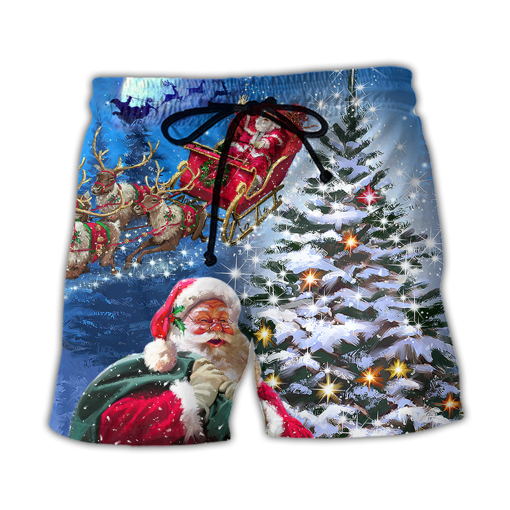 Santa Story Christmas Beach Shorts For Resort Getaways And Distinctive Seasonal Style