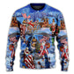 American Patriotic Santa Christmas Sweater For Family Gatherings Winter Travel And Everyday Seasonal Comfort