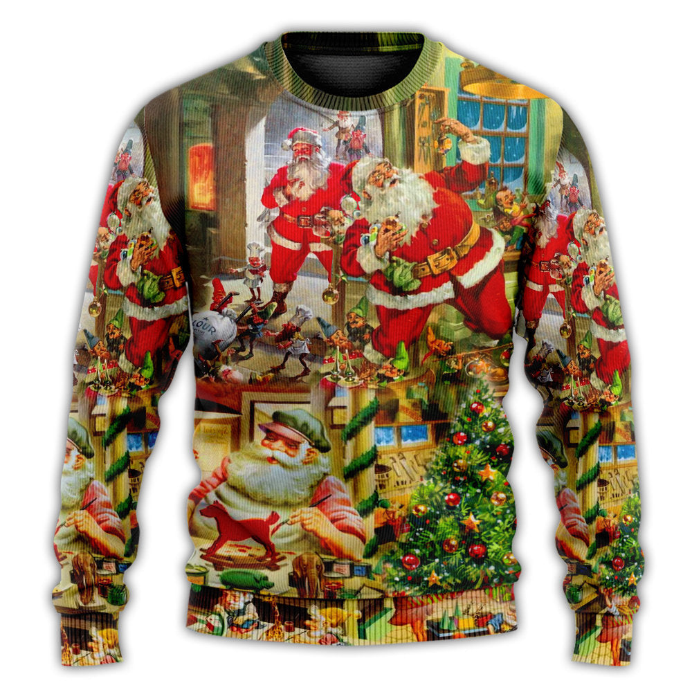 Christmas Santa Toy Workshop Sweater For Festive Events Weekend Outings And Comfortable Winter Style