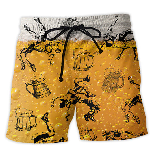 Wrestling Beer Beach Shorts For Poolside Relaxation And Weekend Casual Style