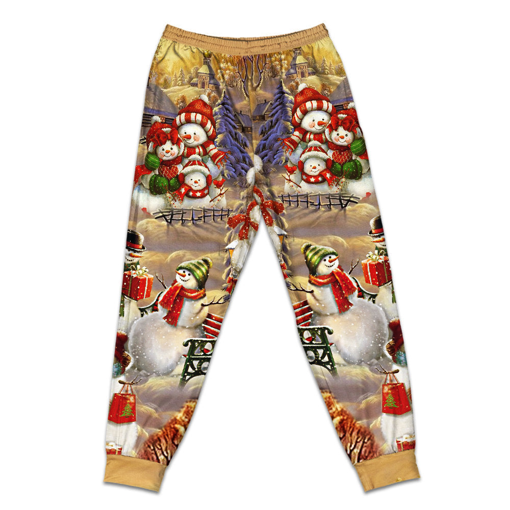 Snowman Couple Christmas Short Sleeve Pajamas Set For Christmas Mornings And Relaxed Lounging