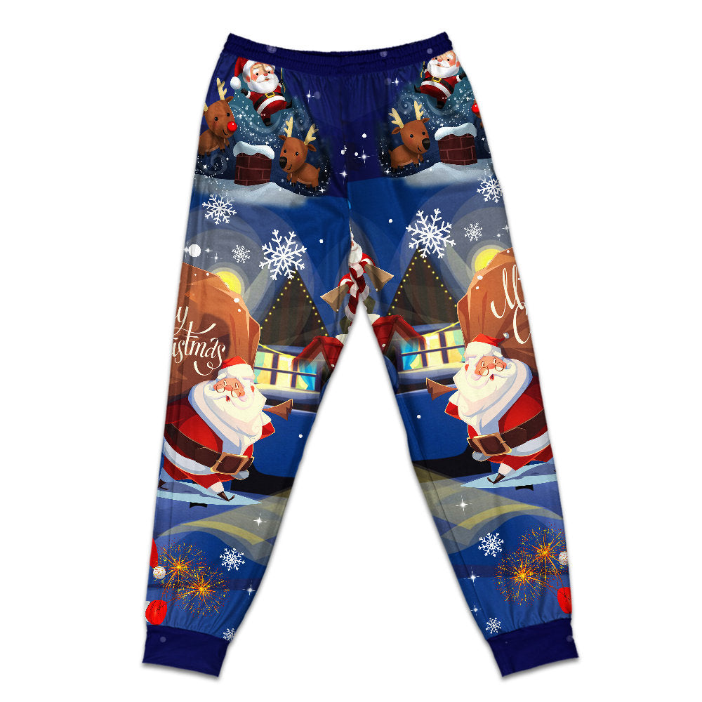Santa And Christmas Gifts Short Sleeve Pajamas Set For Christmas Sleepwear And Family Lounging