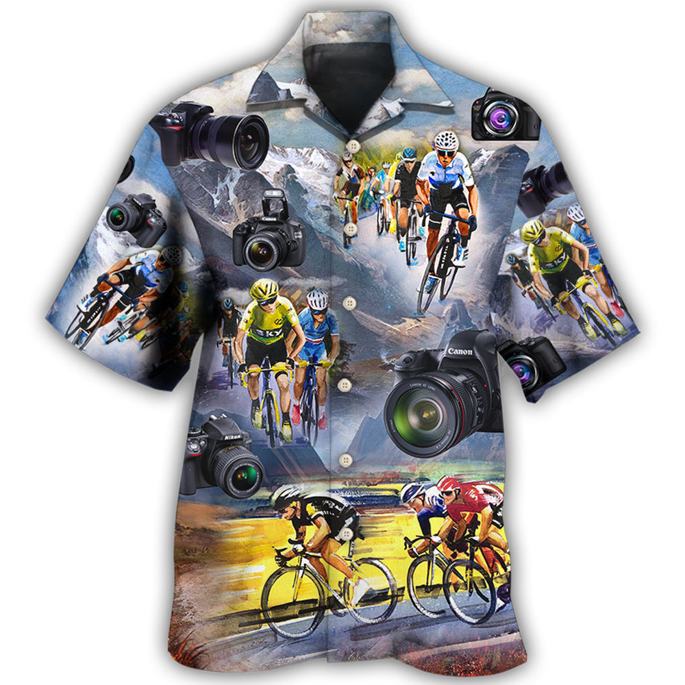 Cycling Photography Mountain Hawaiian Shirt Artwork View For Tropical Vacations