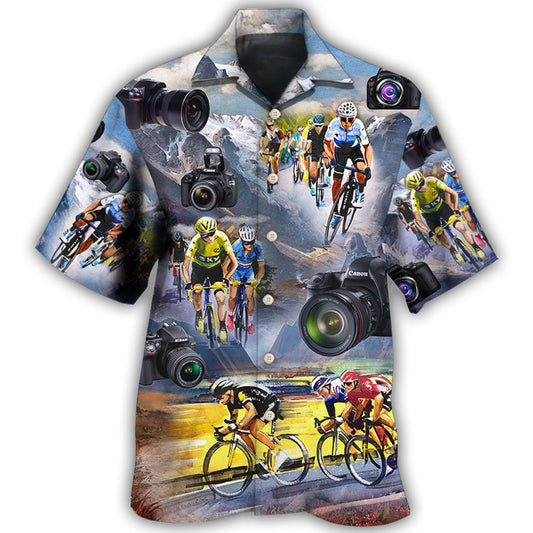 Cycling Photography Mountain Hawaiian Shirt Artwork View For Tropical Vacations