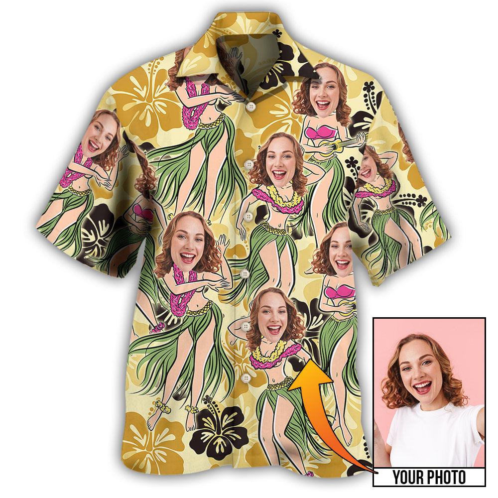 Funny Face Custom Photo Hawaiian Shirt Pattern Detail For Summer Holidays And Outdoor Fun
