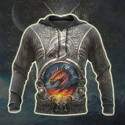Dragon Fire Legend Hoodie For Creative Casual Style Seasonal Outings And Comfort
