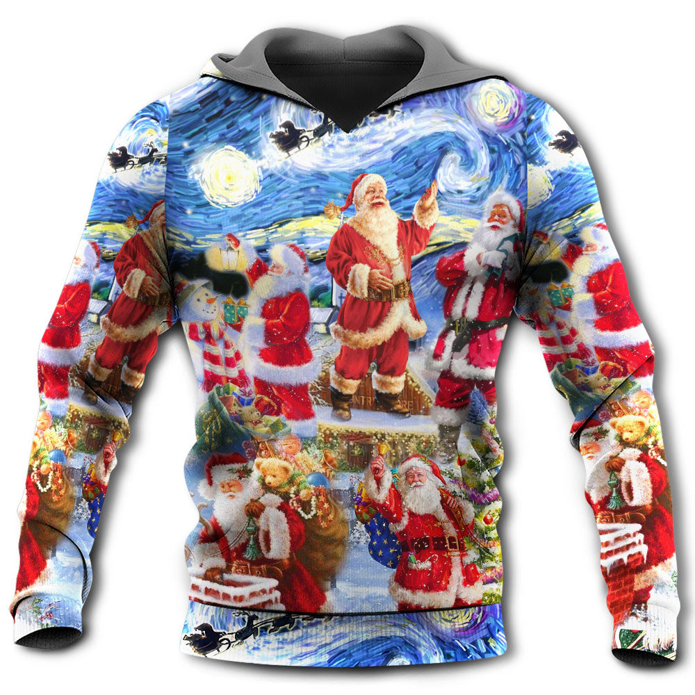 Christmas Santa Snowy Night Hoodie For Festive Celebrations Seasonal Trips And Relaxed Winter Wear