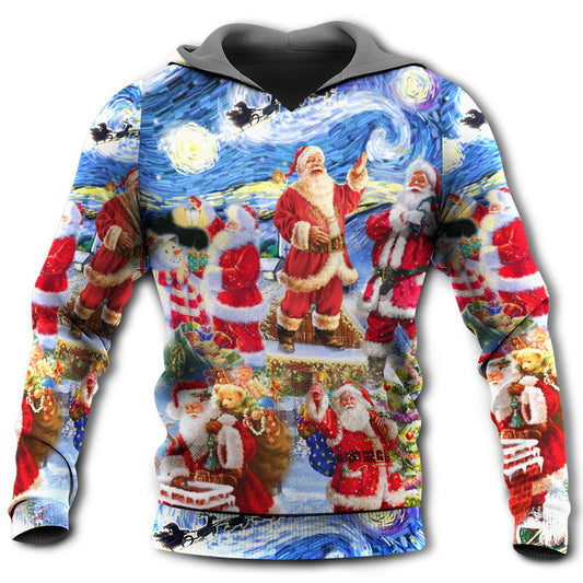 Christmas Santa Snowy Night Hoodie For Festive Celebrations Seasonal Trips And Relaxed Winter Wear