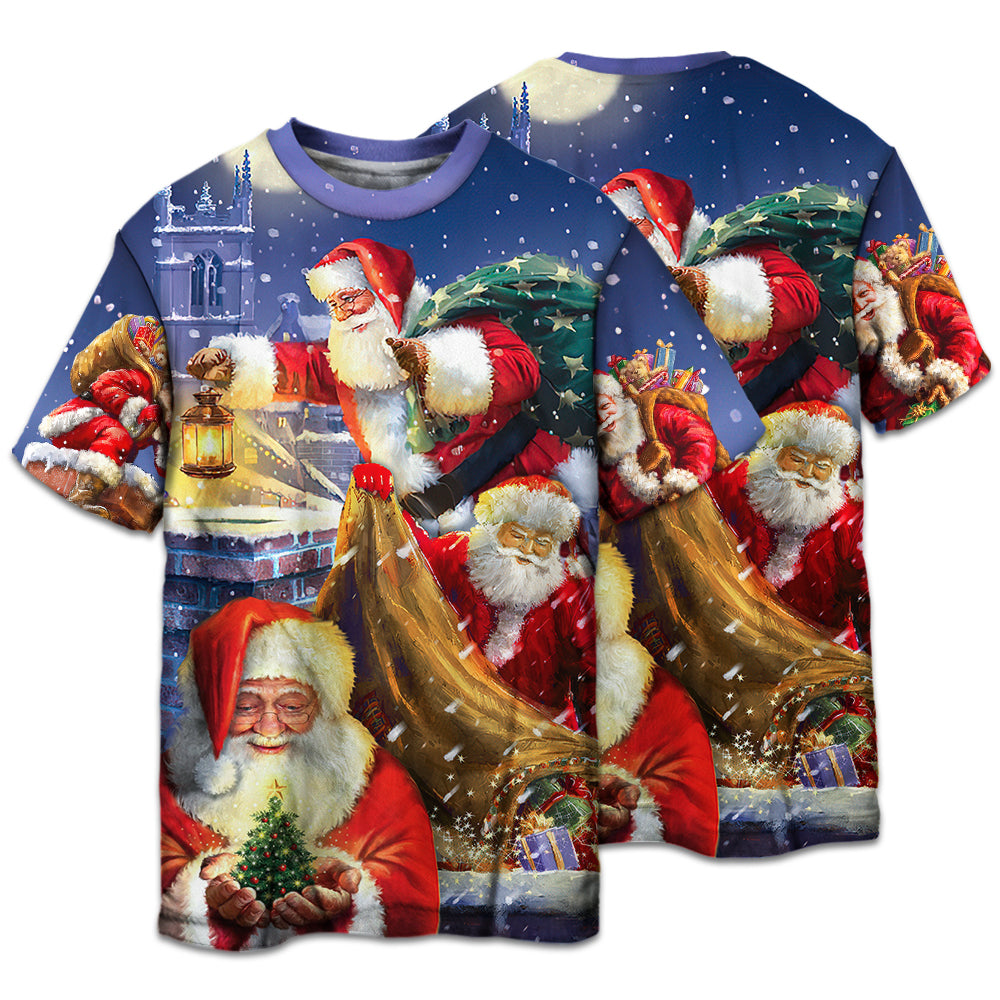 Playful Rooftop Santa Holiday Short Sleeve Pajamas Set For Festive Sleepovers And Family Photos