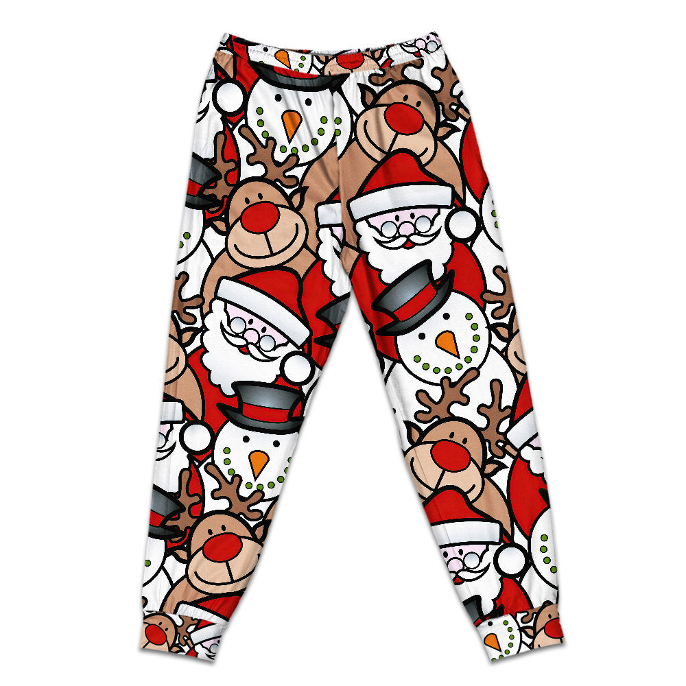 Cute Santa And Holiday Reindeer Short Sleeve Pajamas Set For Christmas Sleepwear And Family Lounging