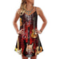 Halloween Abstract Guitar Art V-Neck Sleeveless Cami Dress For Spooky Season Events And Relaxed Casual Styling