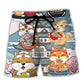 Cat Ramen Beach Shorts For Coastal Adventures And Relaxed Casual Wear