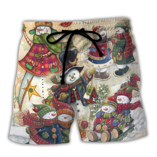 Christmas Snowman Beach Shorts For Tropical Holidays And Relaxed Casual Wear