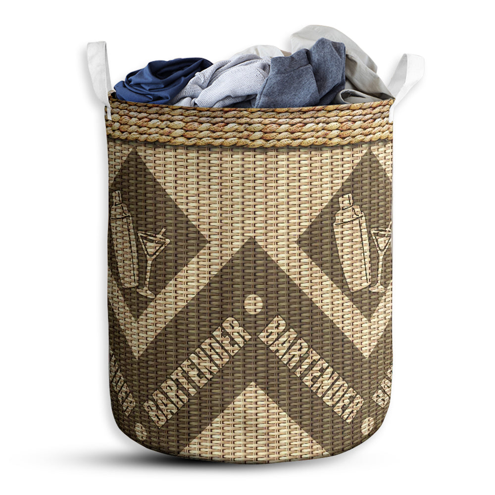 Small Size Bartender Wicker Texture Laundry Basket For Bathroom Bedroom Storage