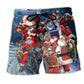 Christmas Santa Motorcycle Humor Beach Shorts For Resort Travel And Thoughtful Summer Gifting