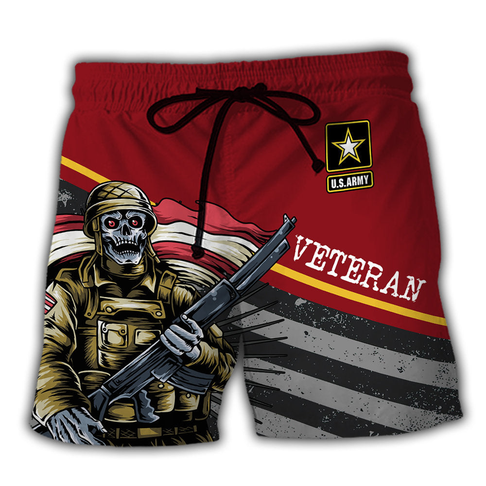 Veteran Grumpy Quote Beach Shorts Artwork Detail For Casual Warm Weather Outfits