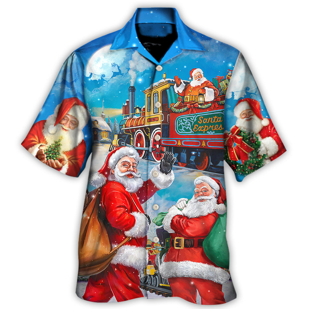 Christmas Santa Train Gift Hawaiian Shirt For Resort Getaways And Comfortable Summer Activities