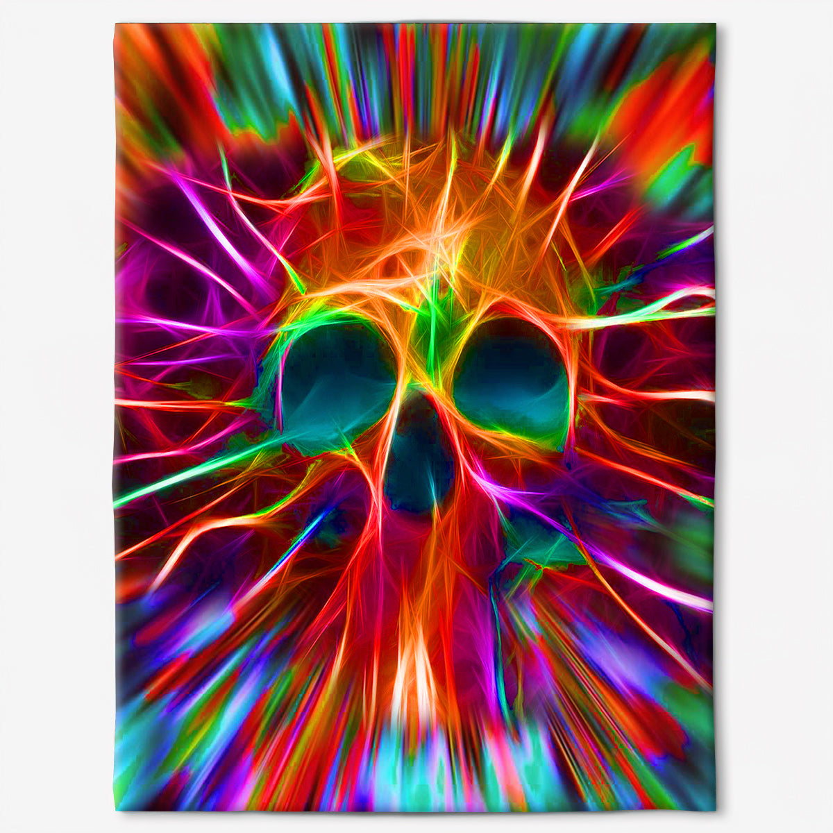 Skull Rainbow Color Love Flannel Blanket For Cozy Bedroom Sofa Decor