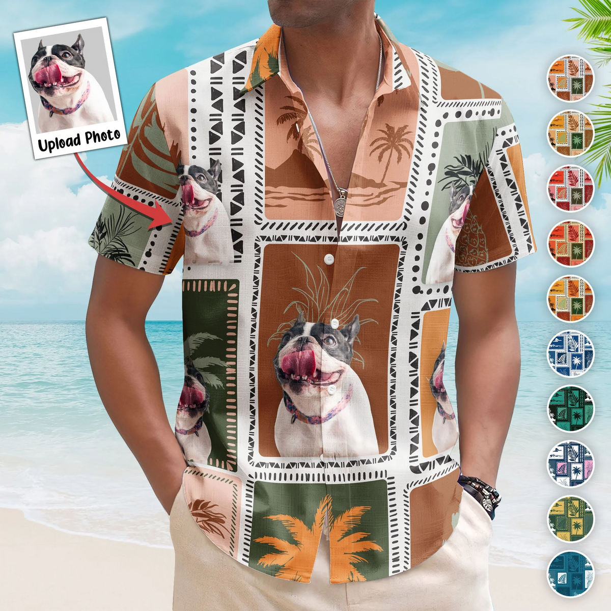 Funny Retro Tropical Custom Face Photo Palm Hawaiian Shirt For Warm Weather Events And Casual Wear