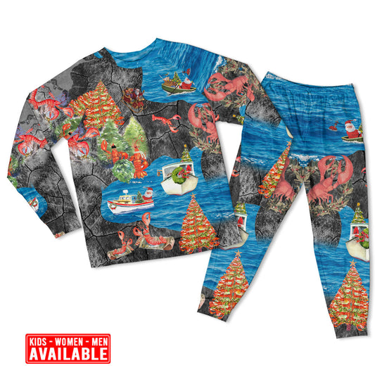 Lobster Couple Christmas Holiday Long Sleeve Pajamas Set For Festive Sleepovers And Family Photos