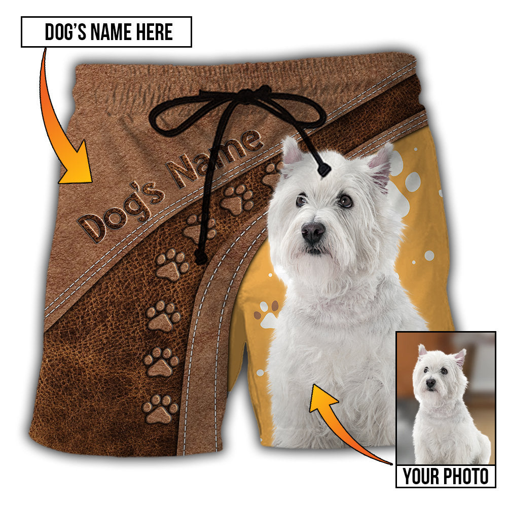 Dog Lovely Personalized Photo Beach Shorts Design Detail For Casual Warm Weather Outfits