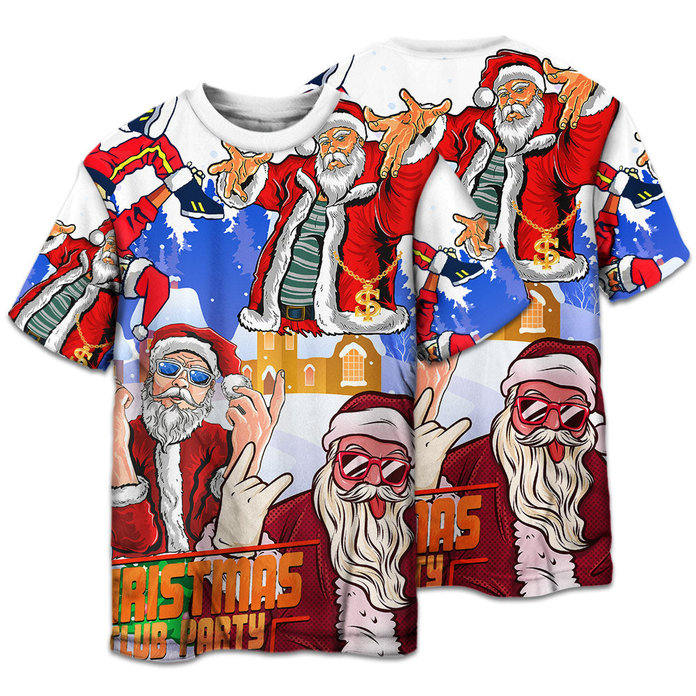 Dancing Santa Christmas Short Sleeve Pajamas Set For Winter Nights And Thoughtful Gifting