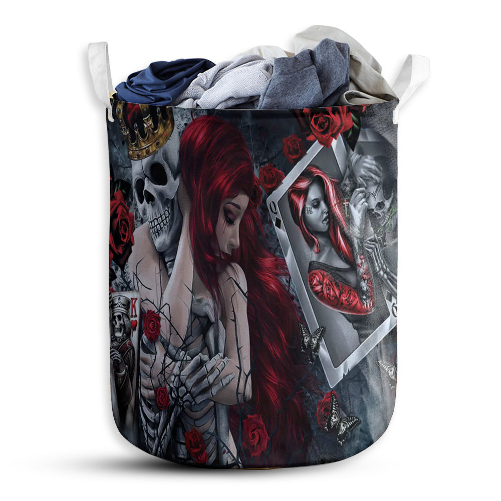 Small Size Skull Love Is Life Rose Laundry Basket For Bathroom Bedroom Storage