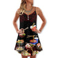 Ramen Fast Food Delicious V-Neck Sleeveless Cami Dress For Food Lovers Festivals And Relaxed Warm Weather Style