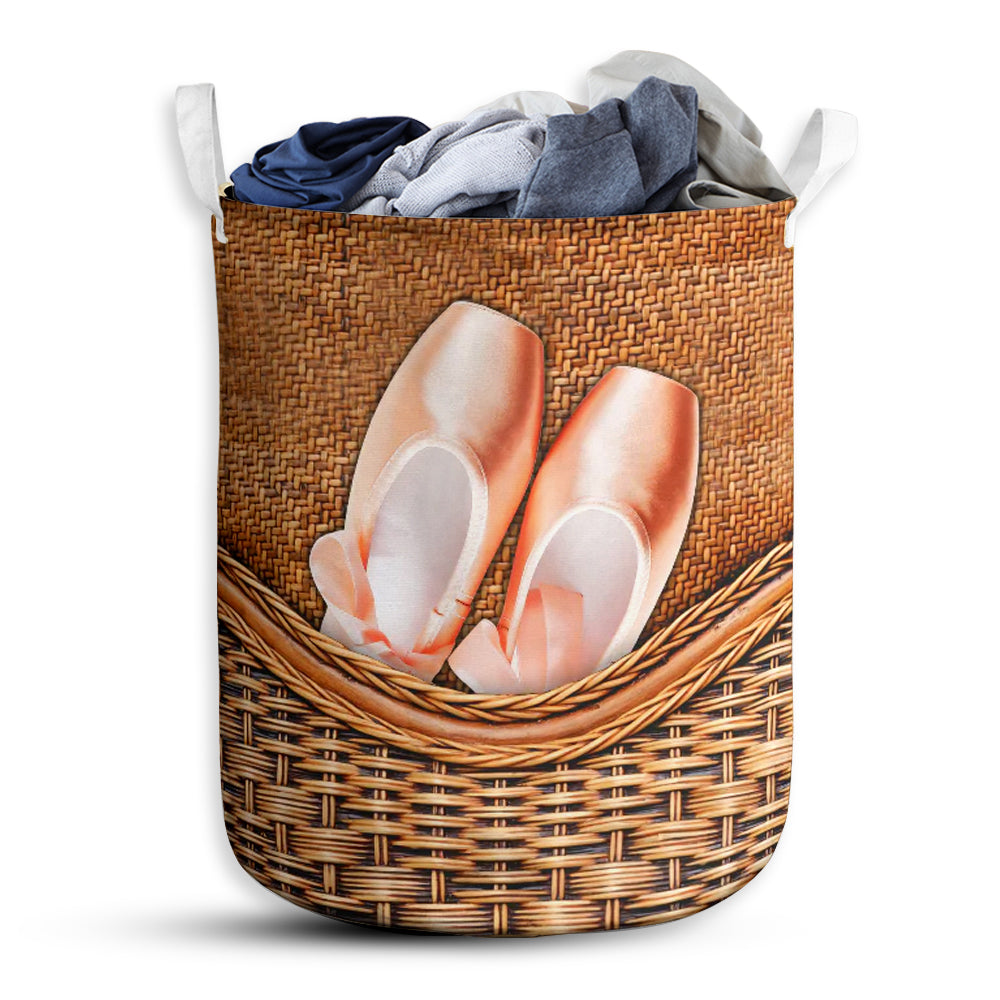 Small Size Ballet Dance Rattan Texture Laundry Basket For Bathroom Bedroom Storage