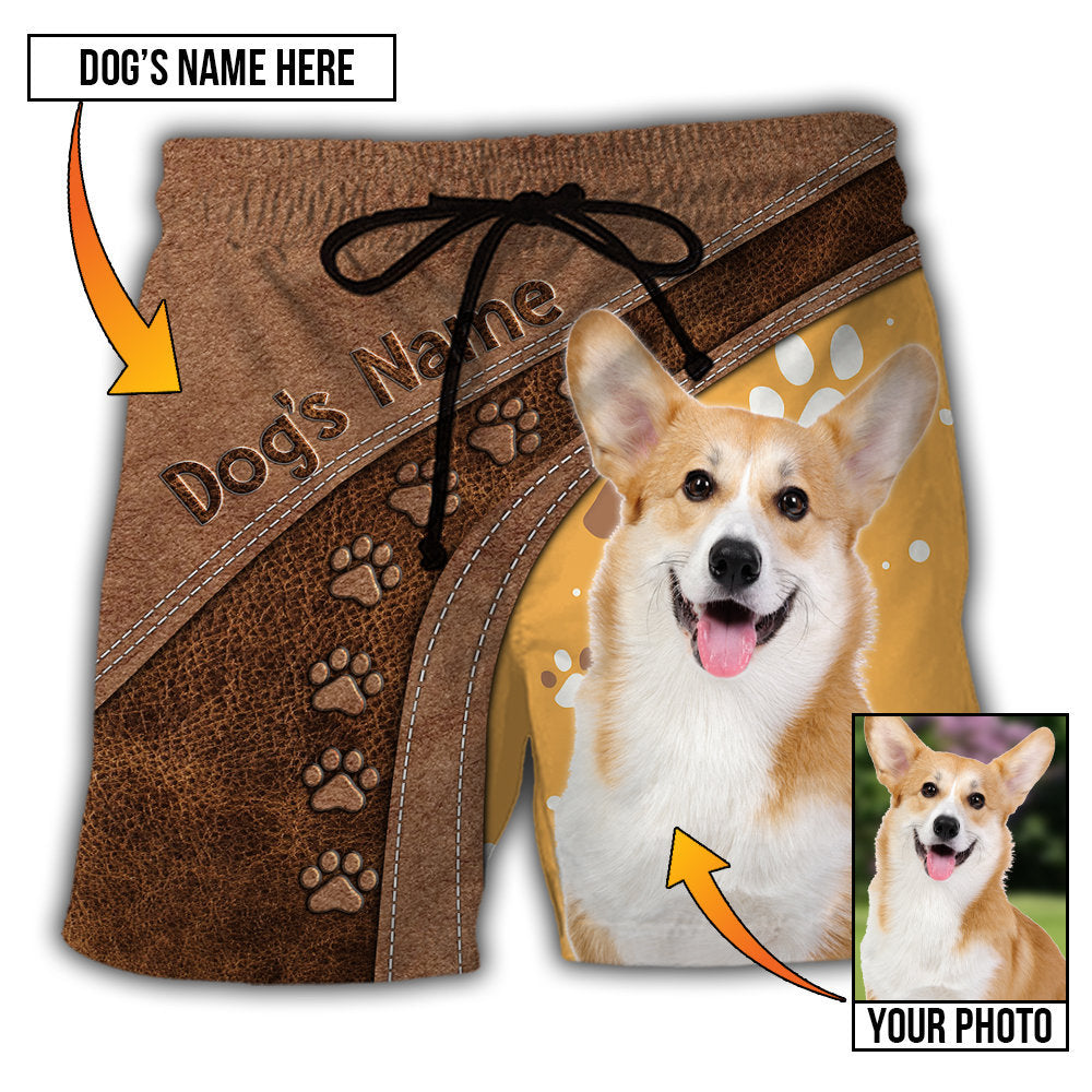Dog Paw Lovely Dog Personalized Photo Beach Shorts For Warm Weather Travel And Everyday Comfort