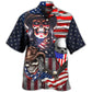 Patriotic Cowboy Skull Independence Hawaiian Shirt Detailed Pattern View For Resort Wear
