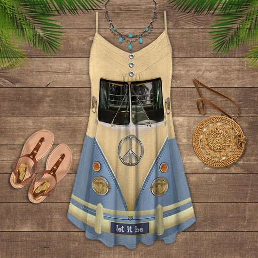 Cool Retro Hippie Van – Women's Summer Sleeveless V-Neck Camisole Dress