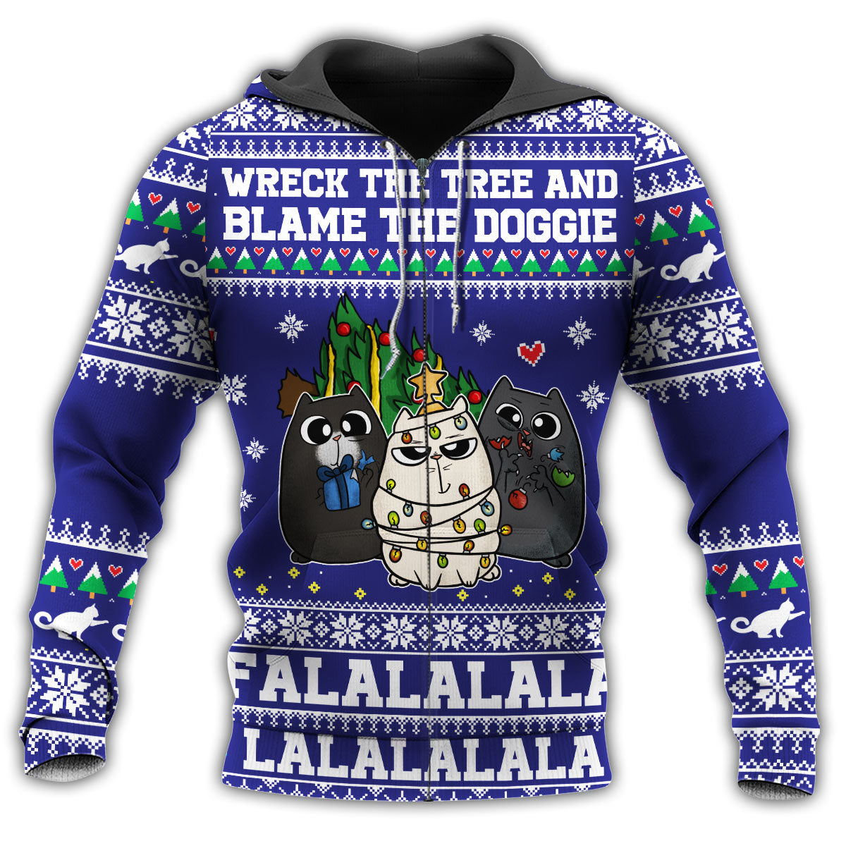 Funny Cat Wreck Tree Holiday Hoodie For Holiday Vacations Winter Events And Everyday Comfort
