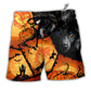 Halloween Wolf Pumpkin Scary Hawaiian Print Beach Shorts For Coastal Trips And Outdoor Wear