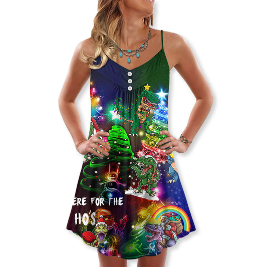 Dinosaur Lover Christmas Joy V-Neck Sleeveless Cami Dress For Festive Events And Casual Summer Styling