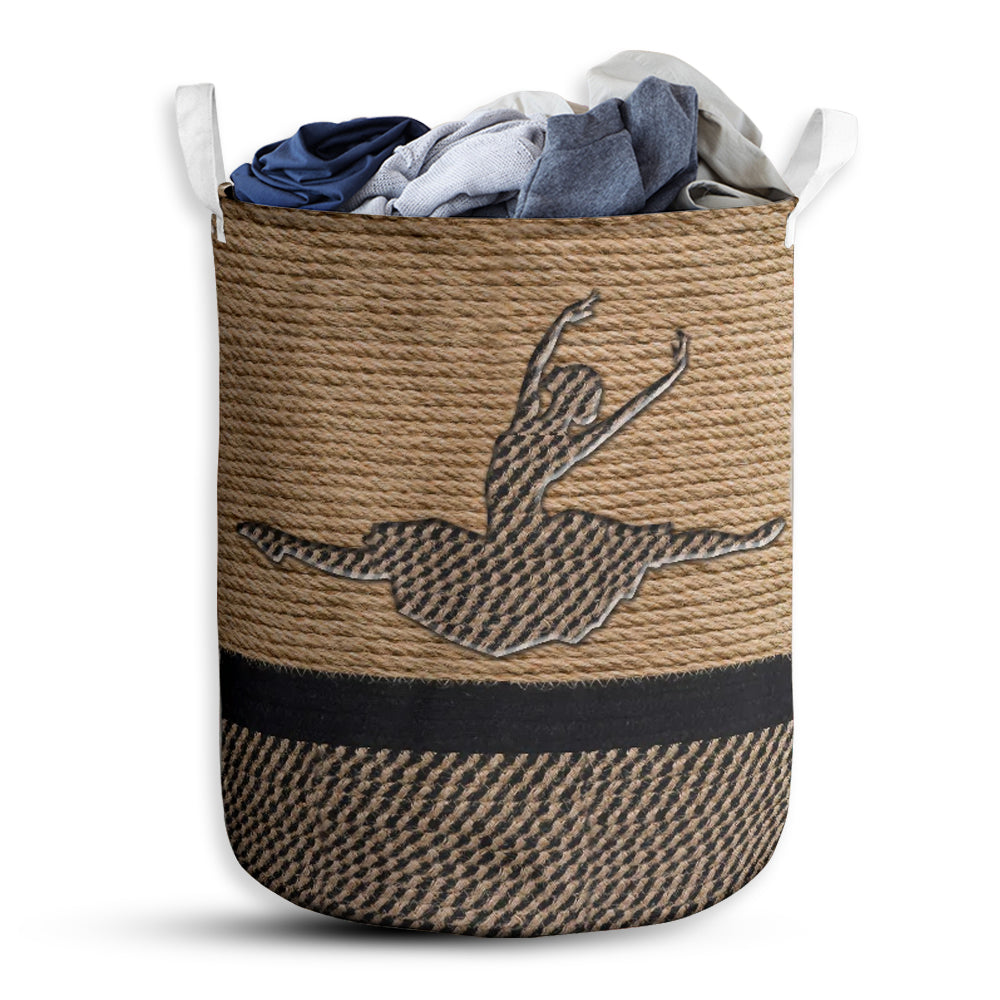 Small Size Ballet Dance Rope Wallpaper Laundry Basket For Bathroom Bedroom Storage
