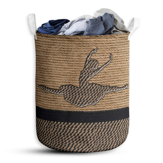 Small Size Ballet Dance Rope Wallpaper Laundry Basket For Bathroom Bedroom Storage