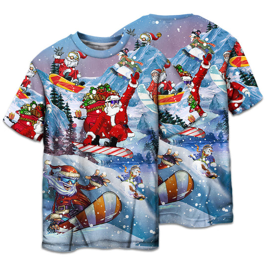 Mountain Snowboarding Christmas Short Sleeve Pajamas Set For Christmas Mornings And Relaxed Lounging