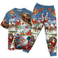 Santa Sleigh Holiday Greeting Short Sleeve Pajamas Set For Festive Sleepovers And Family Photos