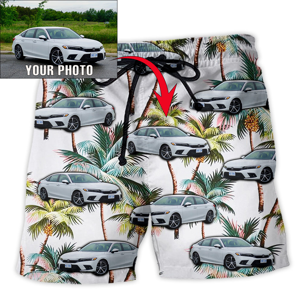 Car Tropical Various Style Personalized Photo Beach Shorts Pattern Detail For Sunny Outdoor Activities