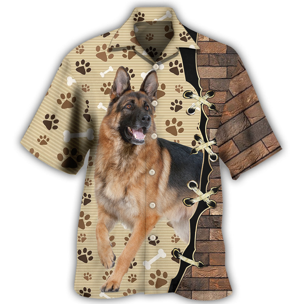 Creative German Shepherd Dog Hawaiian Shirt Pattern Detail For Thoughtful Gifting
