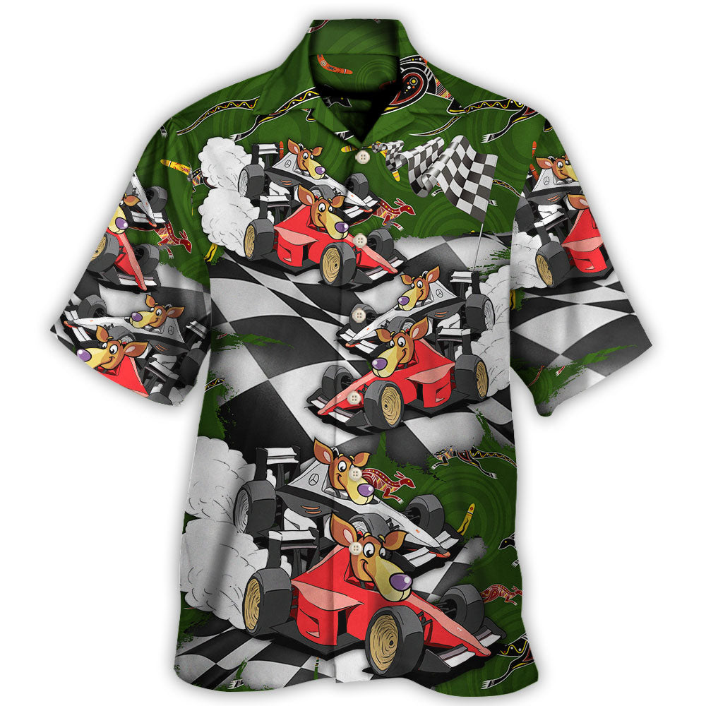 Car Kangaroo Racing Formula Australian Vibe Hawaiian Shirt Design Detail For Beach Days And Holiday Travel