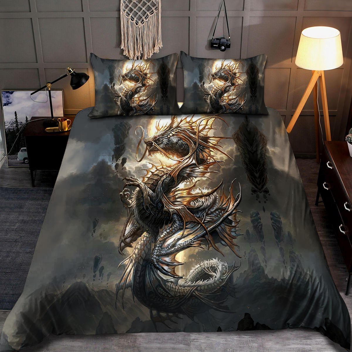 Dragon Night Sky Fantasy Bedding Cover For Fantasy Bedroom Decor