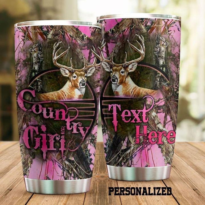 Hunting Love Deer With Pink Personalized 20 Oz Tumbler For Coffee Travel And Daily Drinks