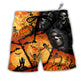 Halloween Skull Pumpkin Scary Hawaiian Print Beach Shorts For Distinctive Warm Weather Style