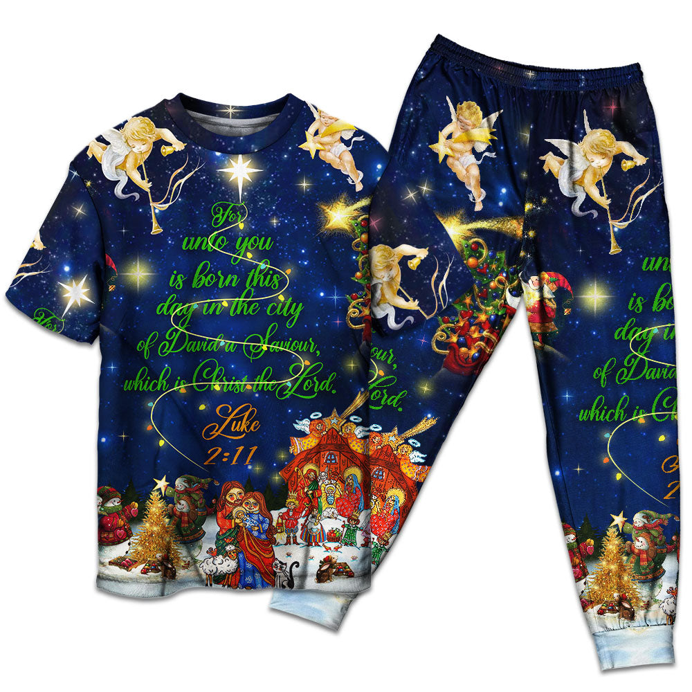 Nativity Christmas Celebration Short Sleeve Pajamas Set For Holiday Bedtime And Cozy Home Wear