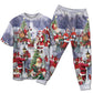 Merry Christmas Santa Holiday Arrival Short Sleeve Pajamas Set For Holiday Travel And Comfortable Home Wear