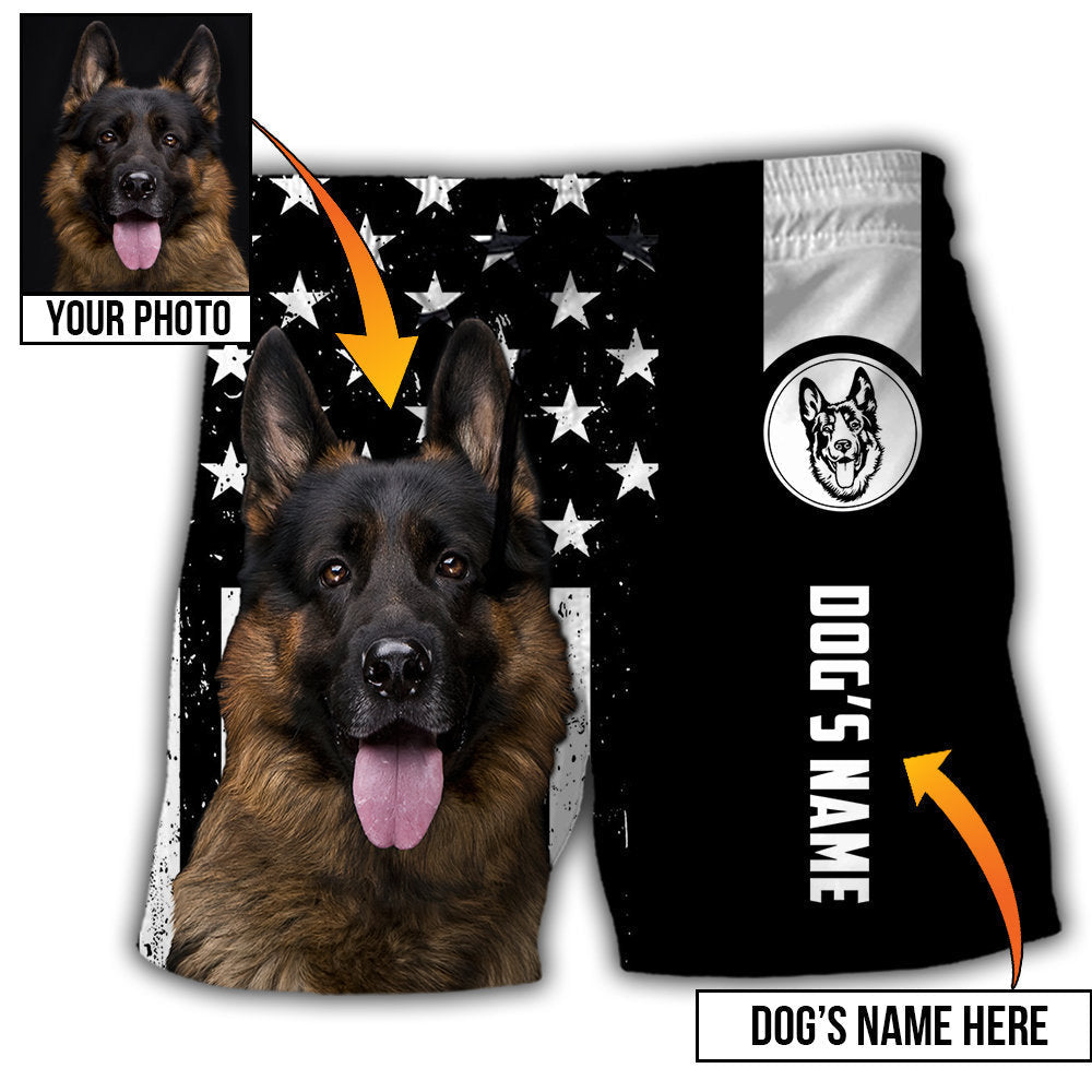 German Shepherd Lovely Dog Personalized Photo Beach Shorts Print Detail For Beach Activities And Vacation Wear